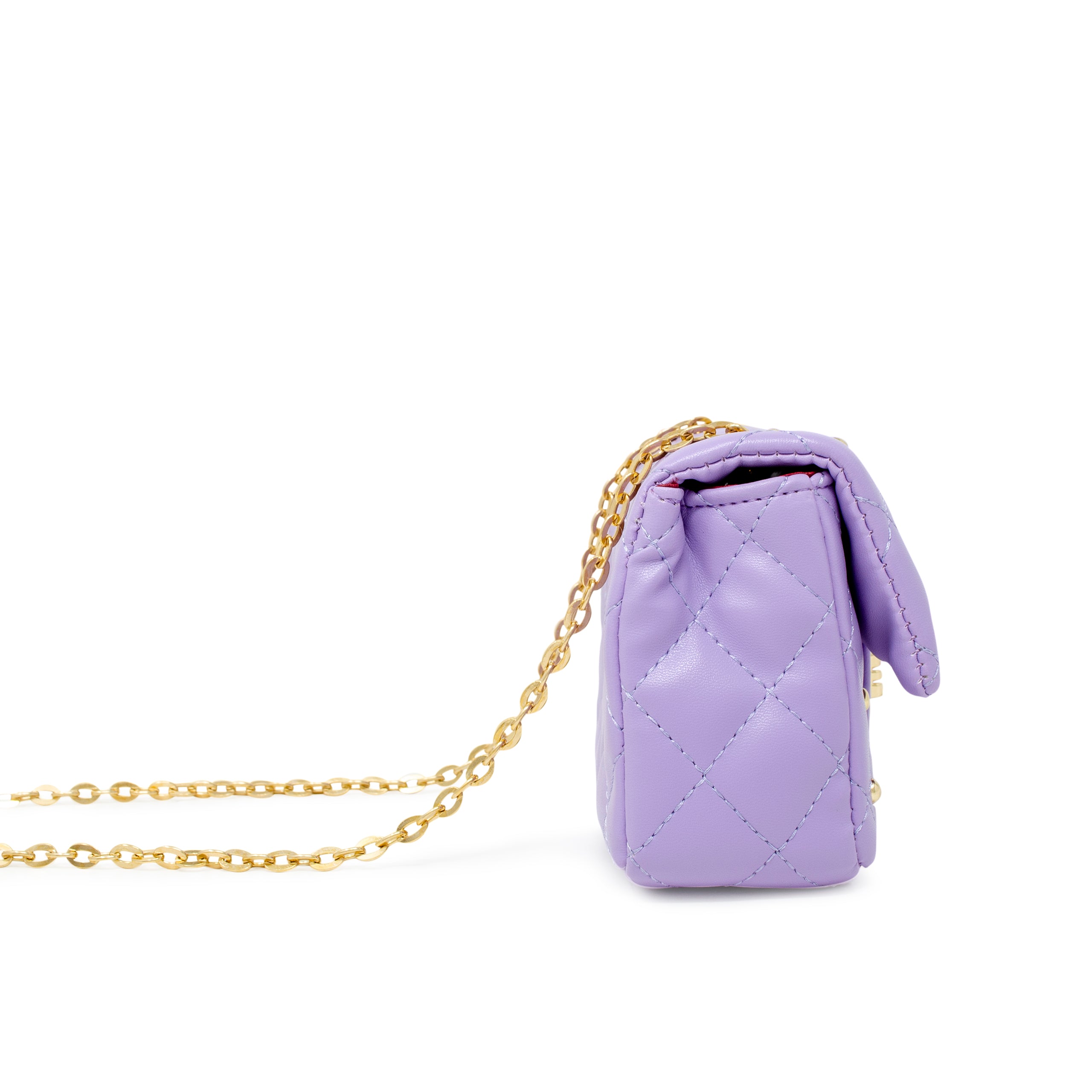 Classic Quilted Stud Handbag - Purple - Image 4