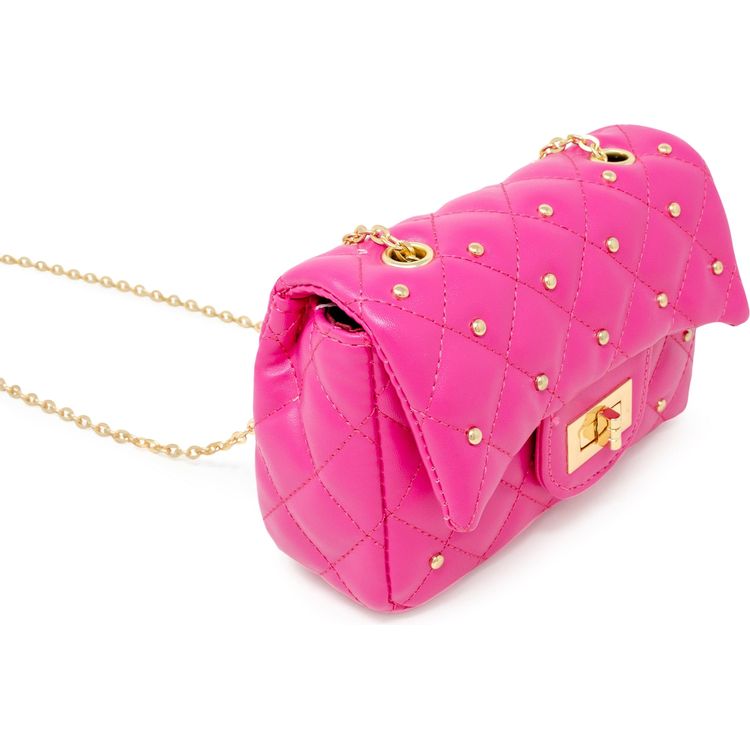 Classic Quilted Stud Mini Bag - Hot Pink - Image 3