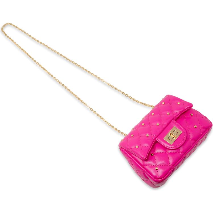 Classic Quilted Stud Mini Bag - Hot Pink - Image 4