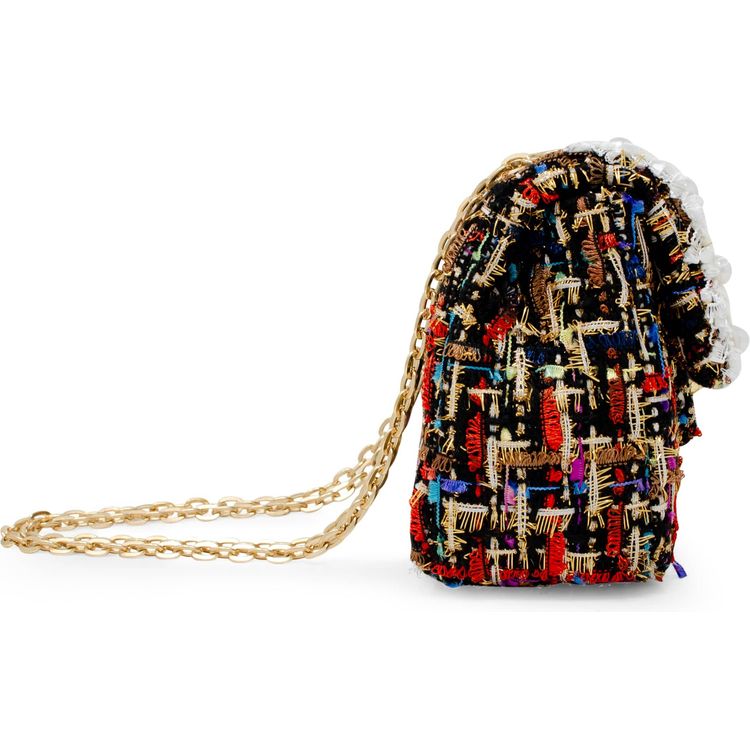 Alternative view of Classic Tweed Handbag with Pearls - Black