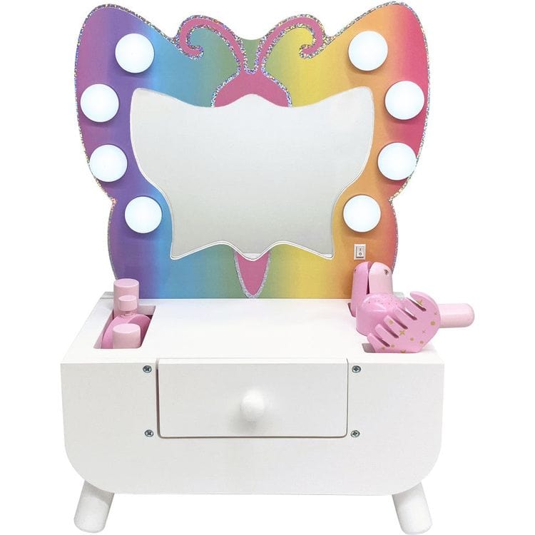 Colorful Butterfly-Shaped Tabletop Vanity with Illuminated Mirror - Image 4