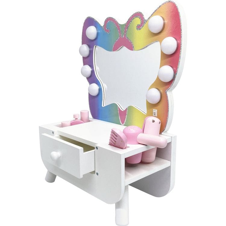 Colorful Butterfly-Shaped Tabletop Vanity with Illuminated Mirror - Image 5