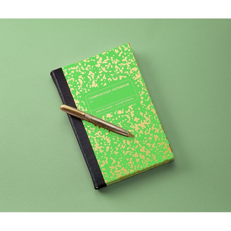 Alternative view of Composition Notebook in Neon Green/Gold Leather