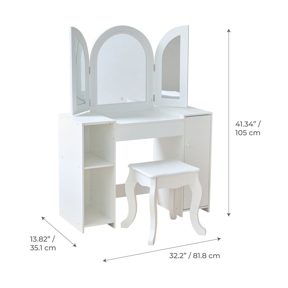 Deluxe Glow Wooden Vanity Desk with LED Lights & Cork Panels - Image 7