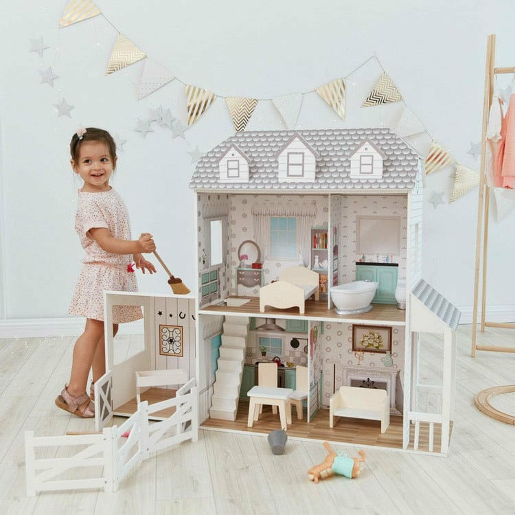 Alternative view of Dreamland Farm House Dollhouse - White / Grey