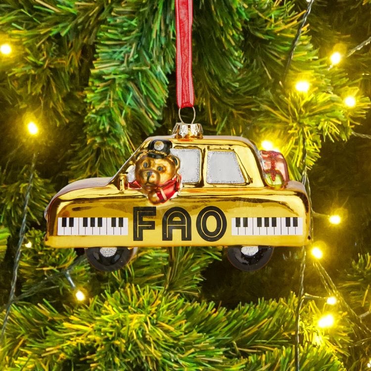 Alternative view of FAO Taxi Glass Ornament