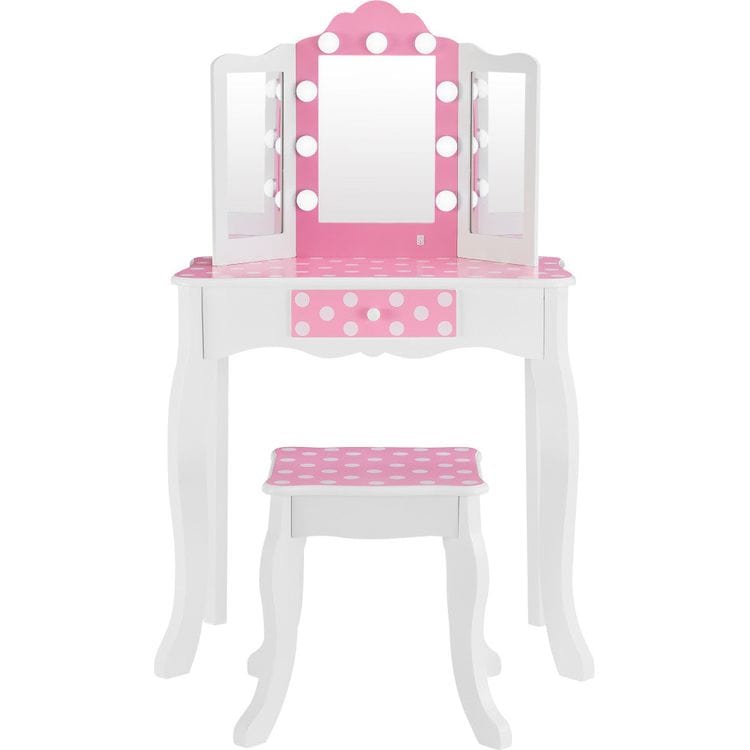 Alternative view of Fantasy Fields Gisele Polka Dot Kids Vanity Table & Stool with LED