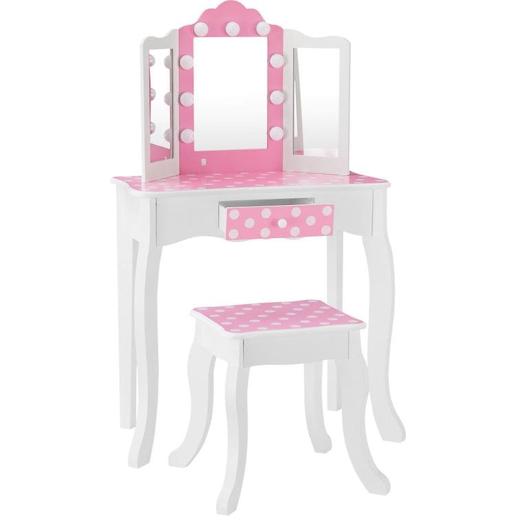 Fantasy Fields Gisele Polka Dot Kids Vanity Table & Stool with LED - Image 4