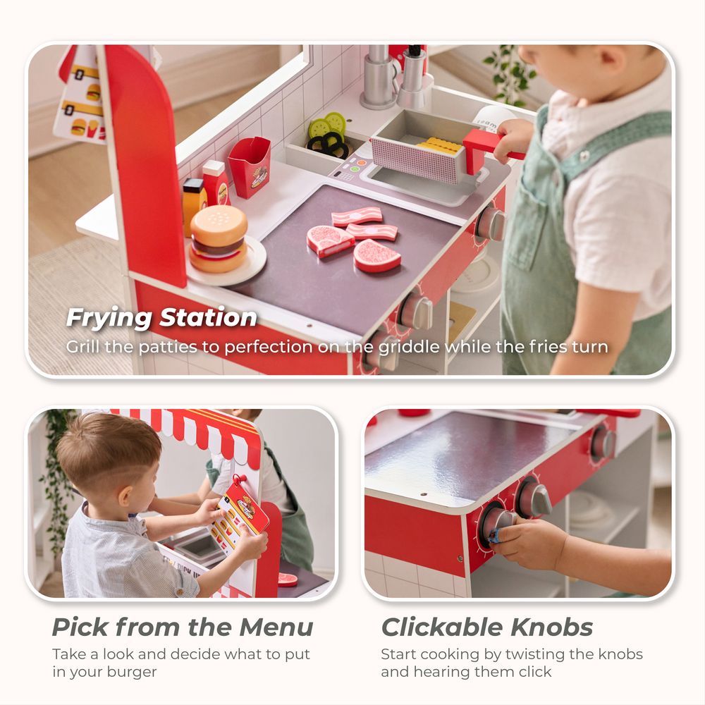 Flip & Fry Wooden Burger Shop with 29 Pcs Accessories - Image 5