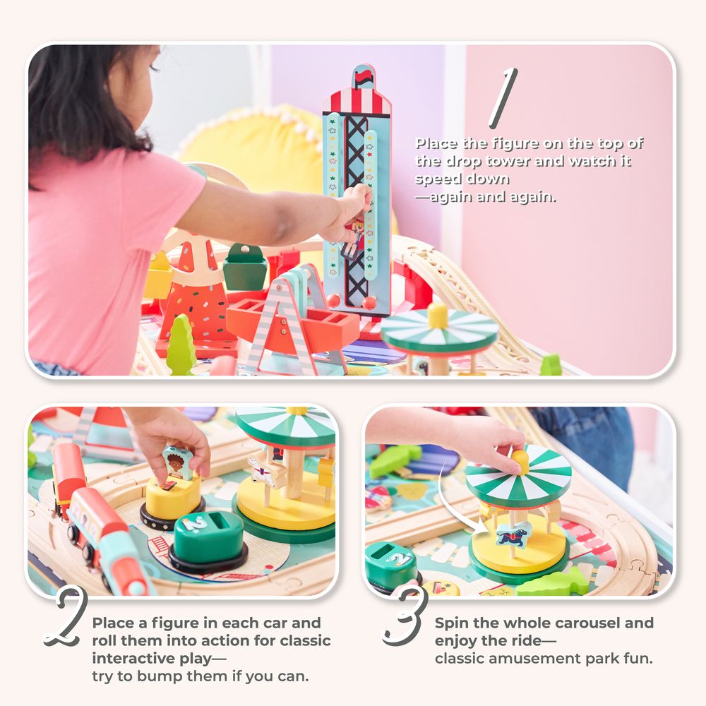 Alternative view of Florida Amusement Park Wooden Activity Table with 6 Mini-Games