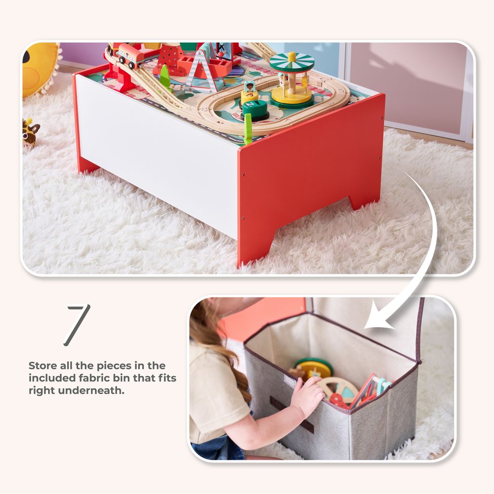 Florida Amusement Park Wooden Activity Table with 6 Mini-Games - Image 4