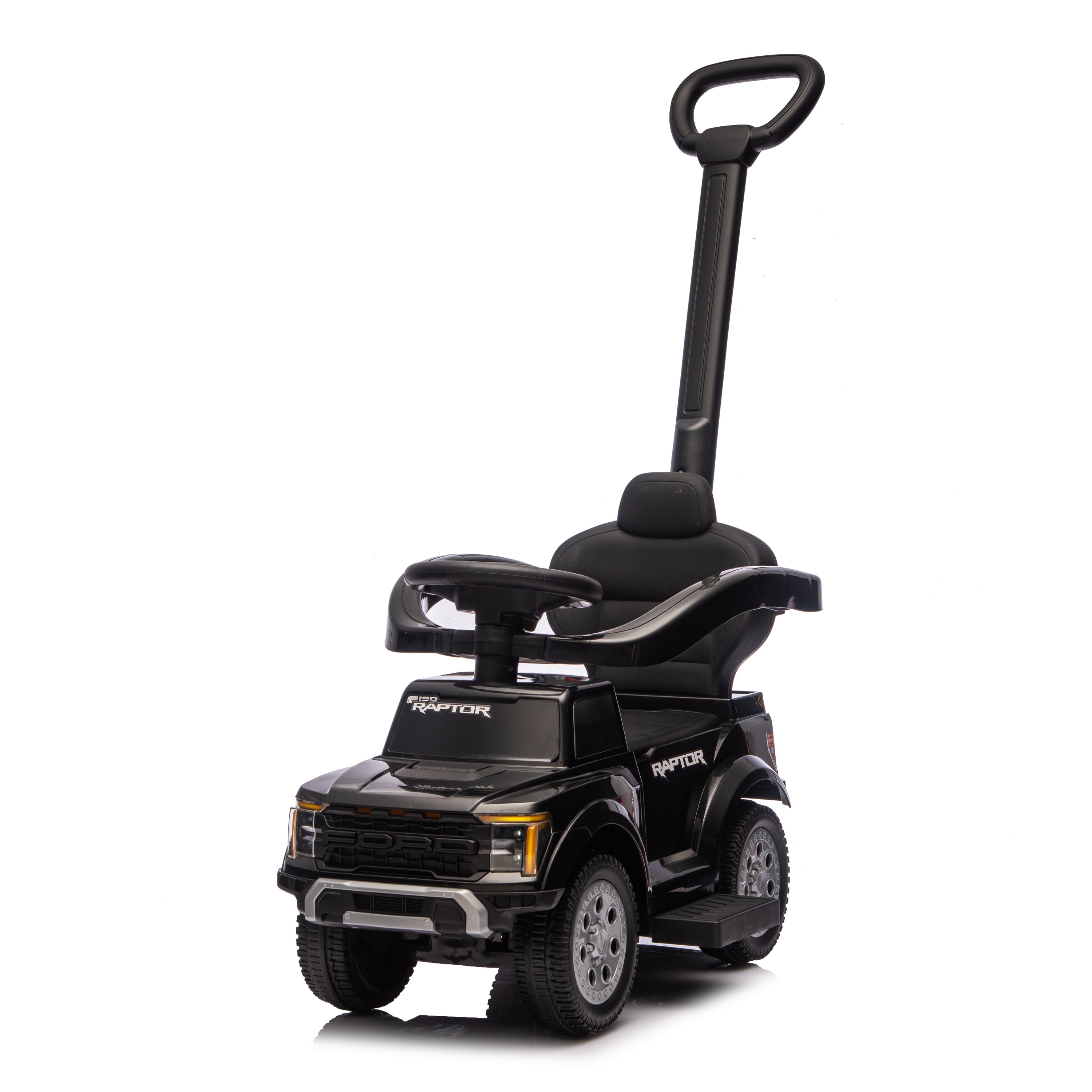 Ford Raptor 3-in-1 Push Ride On Toy Car - Black