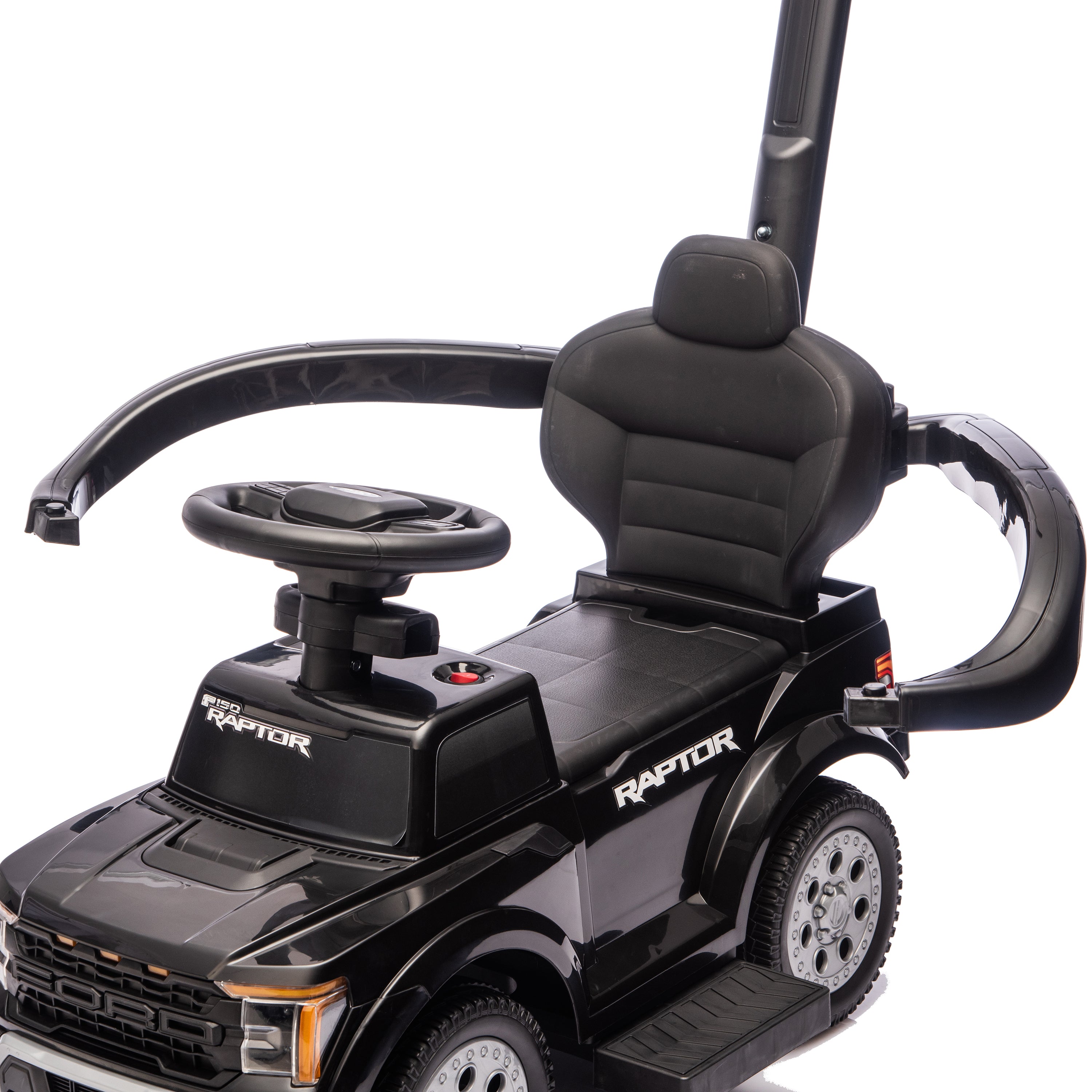 Ford Raptor 3-in-1 Push Ride On Toy Car - Black - Image 7