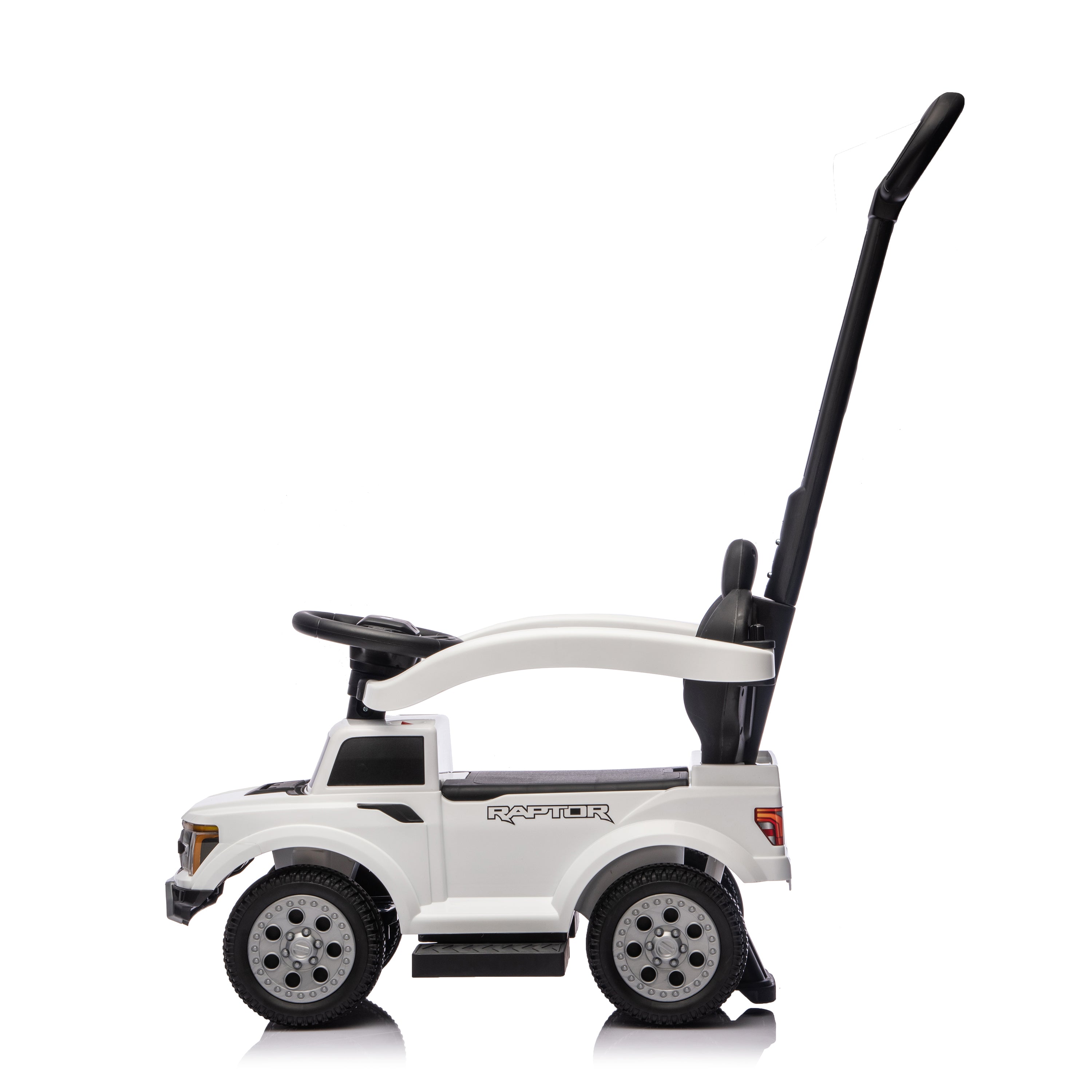 Ford Raptor 3-in-1 Push Ride On Toy Car - White - Image 9