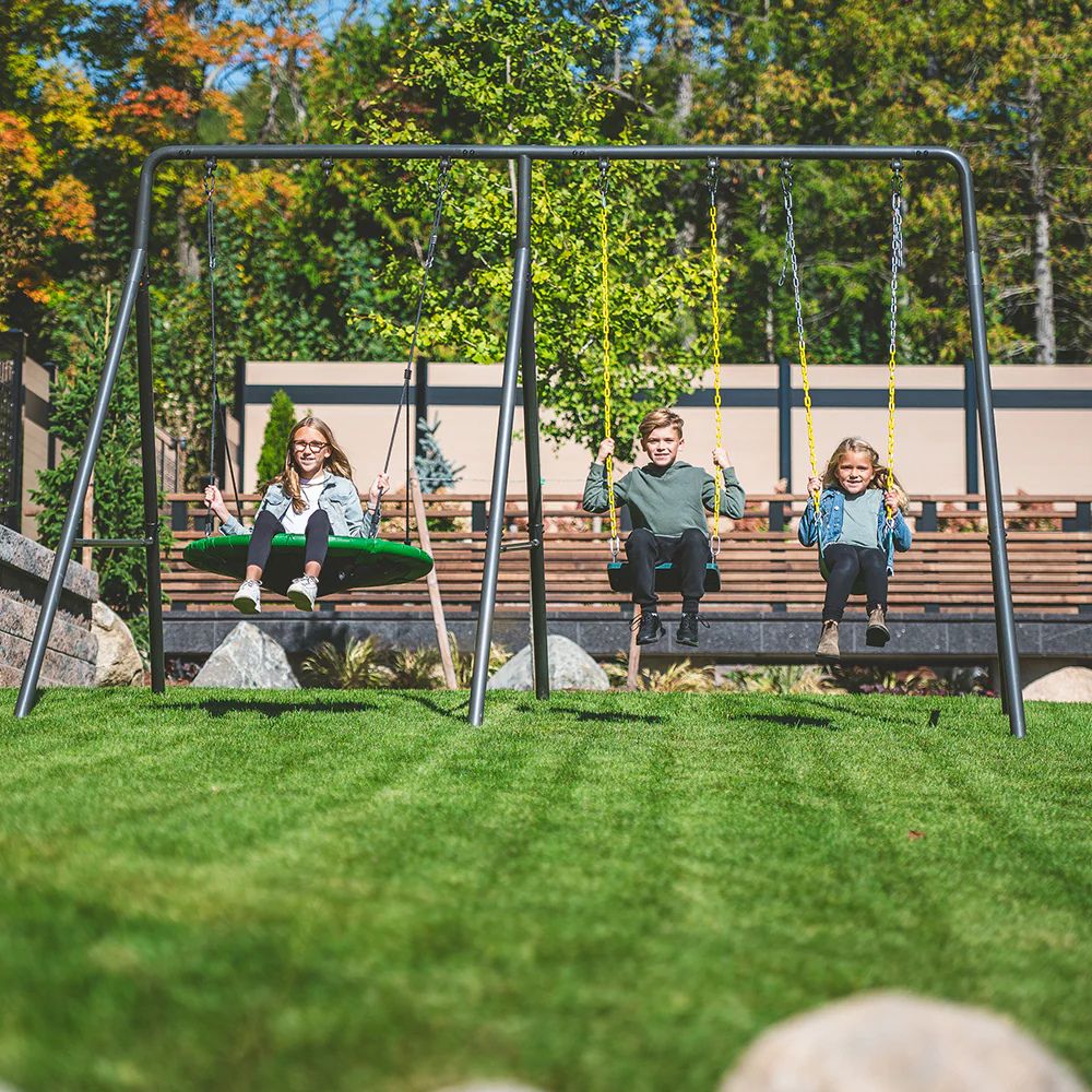 Alternative view of Gobaplay TitanPro Swing Set with Green Saucer Tent Swing
