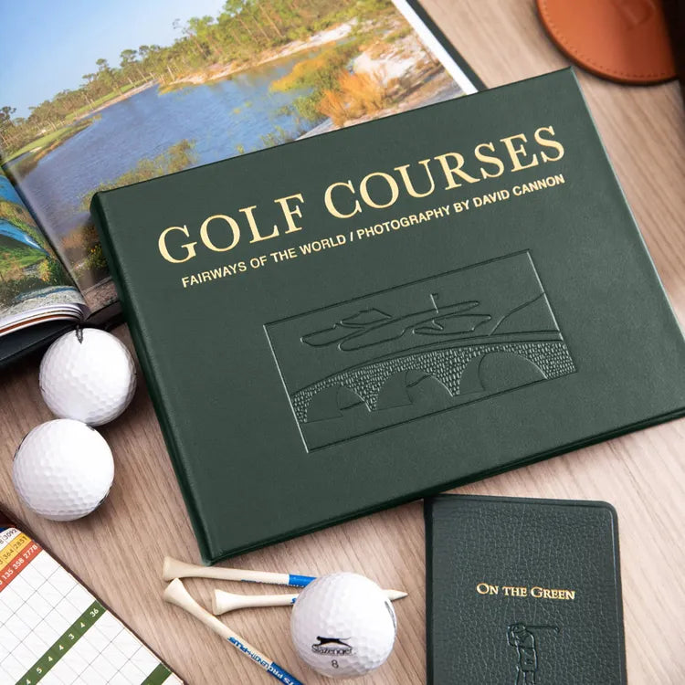 Alternative view of "Golf Courses: Fairways of the World" Book in Green Bonded Leather