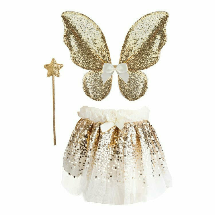 Gracious Gold Sequins Skirt, Wings, & Wand, Size 4-6