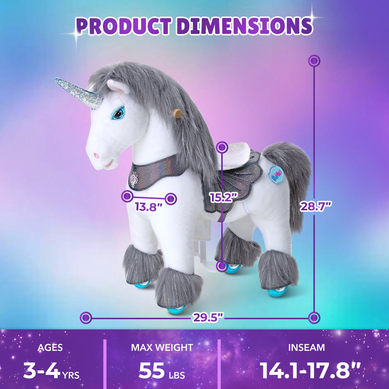 Grey Unicorn Model Y Ride on Toy - 3-4 Years - Image 6
