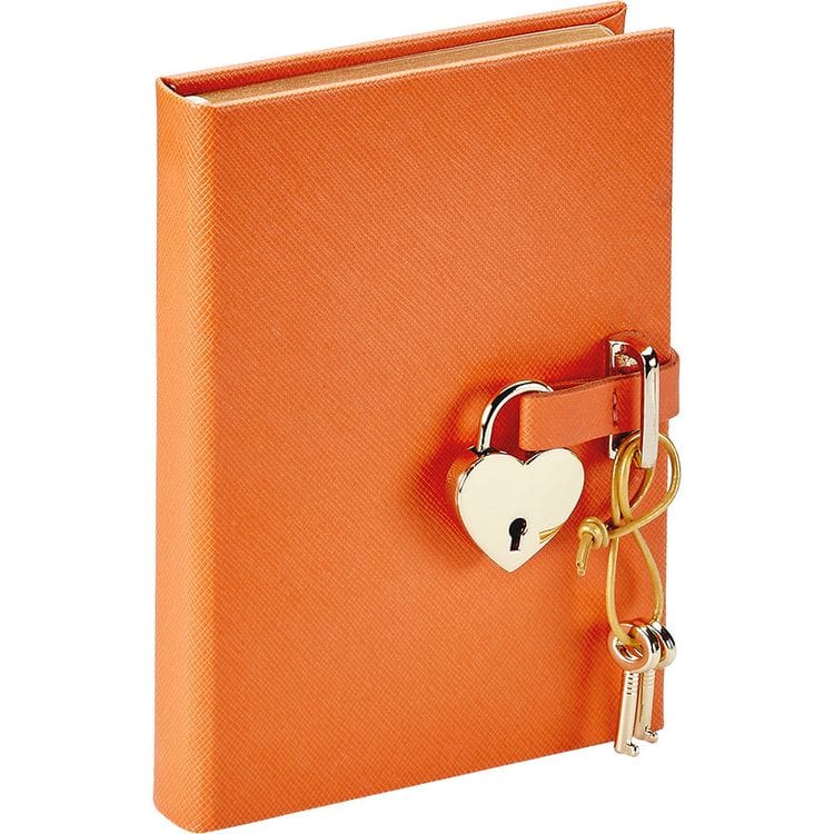 Alternative view of Heart Lock Journal in Orange Saffiano Leather