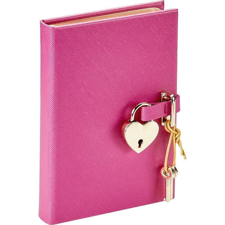 Heart Lock Journal in Pink Saffiano Leather - Image 2