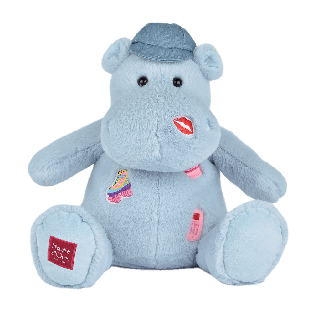 Hippo Plush - Blue with Patches