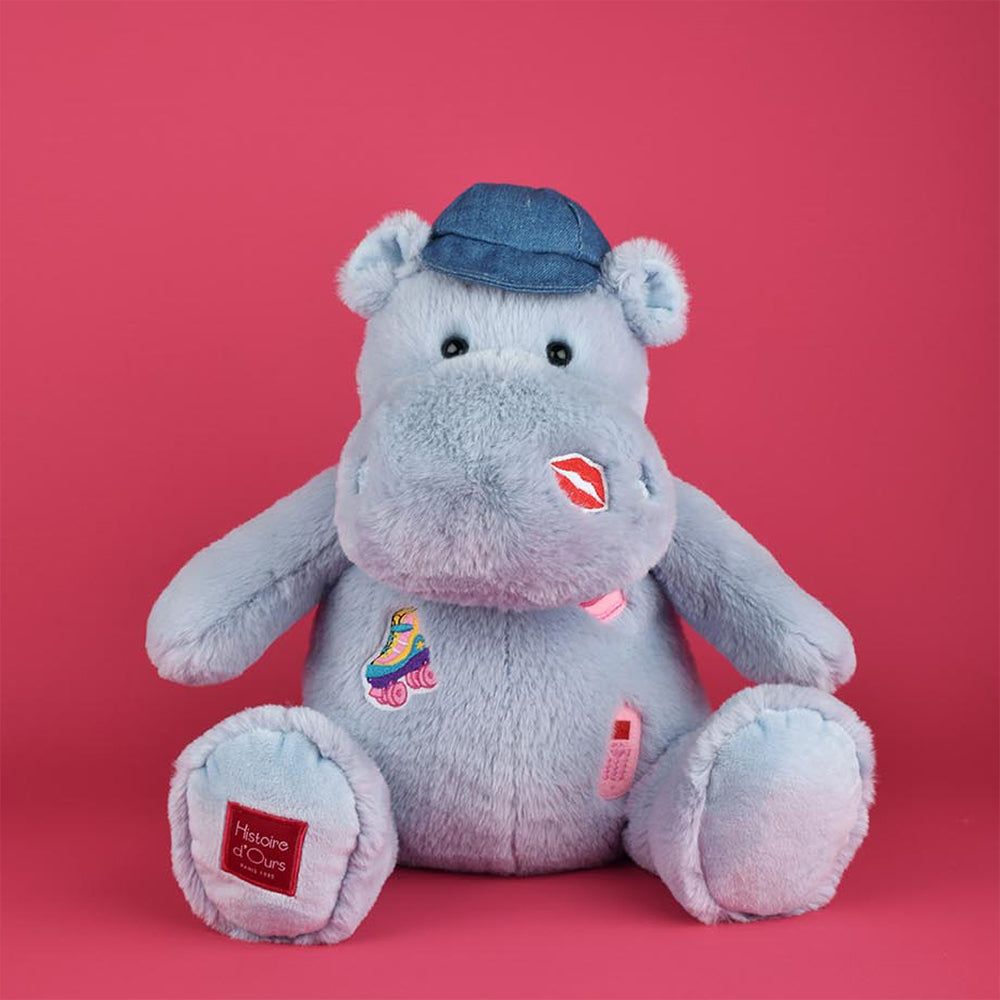 Alternative view of Hippo Plush - Blue with Patches