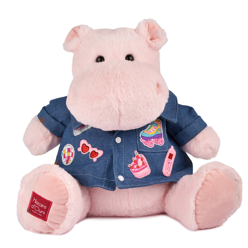 Hippo Plush with Denim Jacket