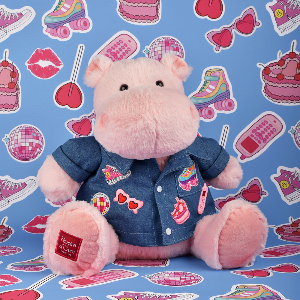 Alternative view of Hippo Plush with Denim Jacket