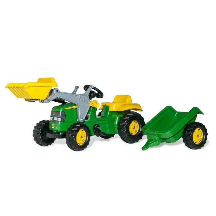 John Deere Kid Pedal Tractor with Front Loader & Removable Trailer