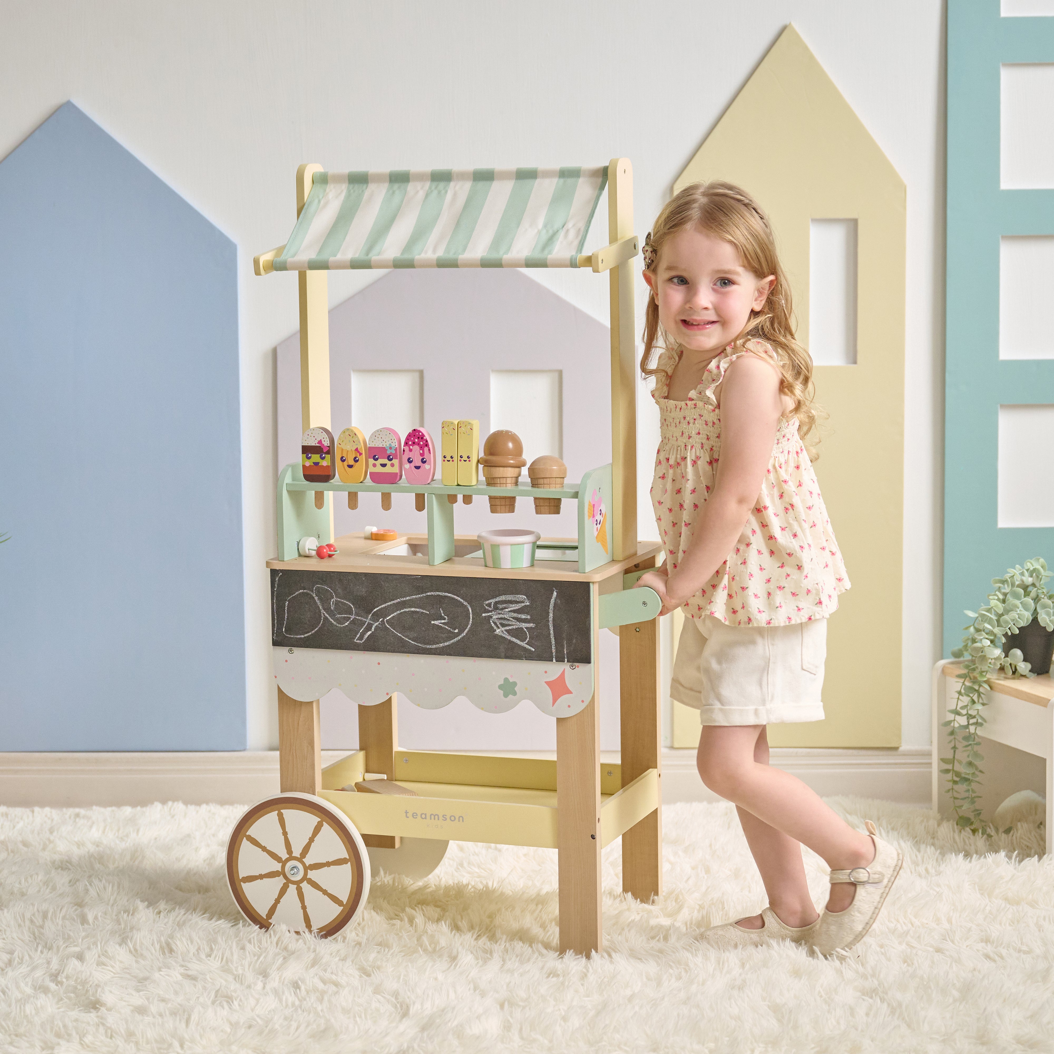 Alternative view of Jolly Pals Wood Ice Cream Stand with 33 Accessories and Chalkboard