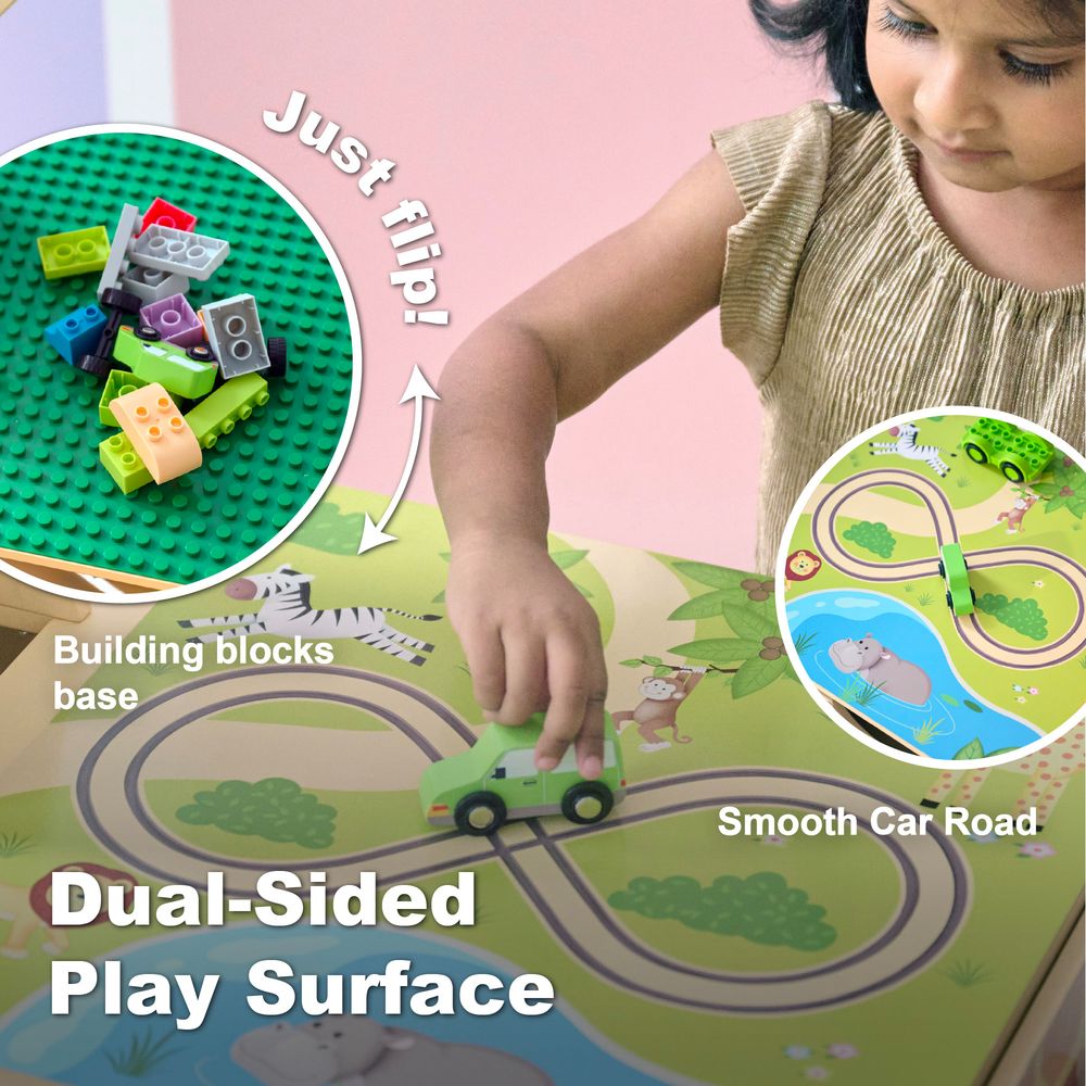 Jungle Giraffe 2-in-1 Wooden Activity Table + 23 Accessories & 1 Car - Image 3