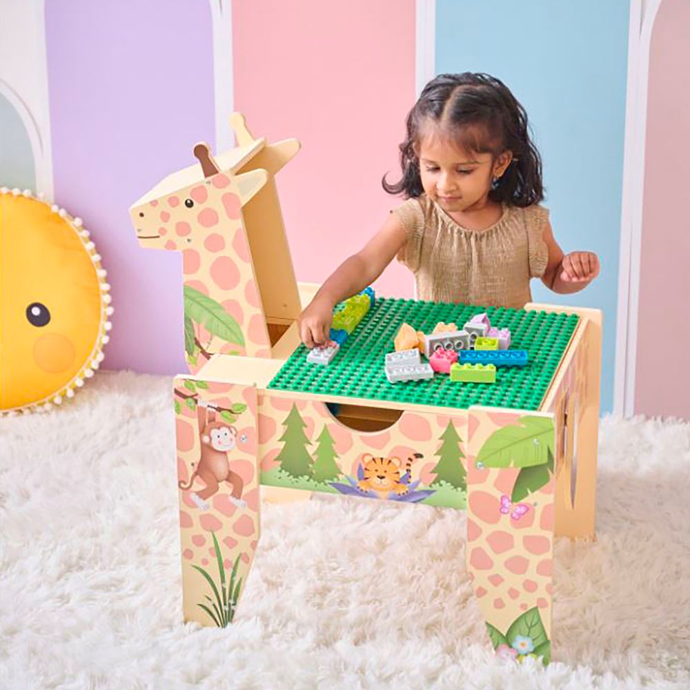 Jungle Giraffe 2-in-1 Wooden Activity Table + 23 Accessories & 1 Car - Image 5