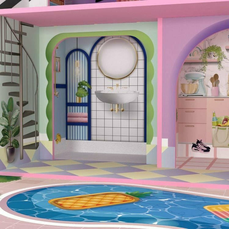 Kids Dreamland Sunset 3-Level Dollhouse Set for 12" Dolls - Image 5