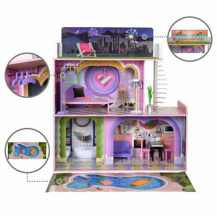 Kids Dreamland Sunset 3-Level Dollhouse Set for 12" Dolls - Image 6