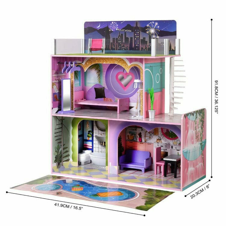 Kids Dreamland Sunset 3-Level Dollhouse Set for 12" Dolls - Image 7