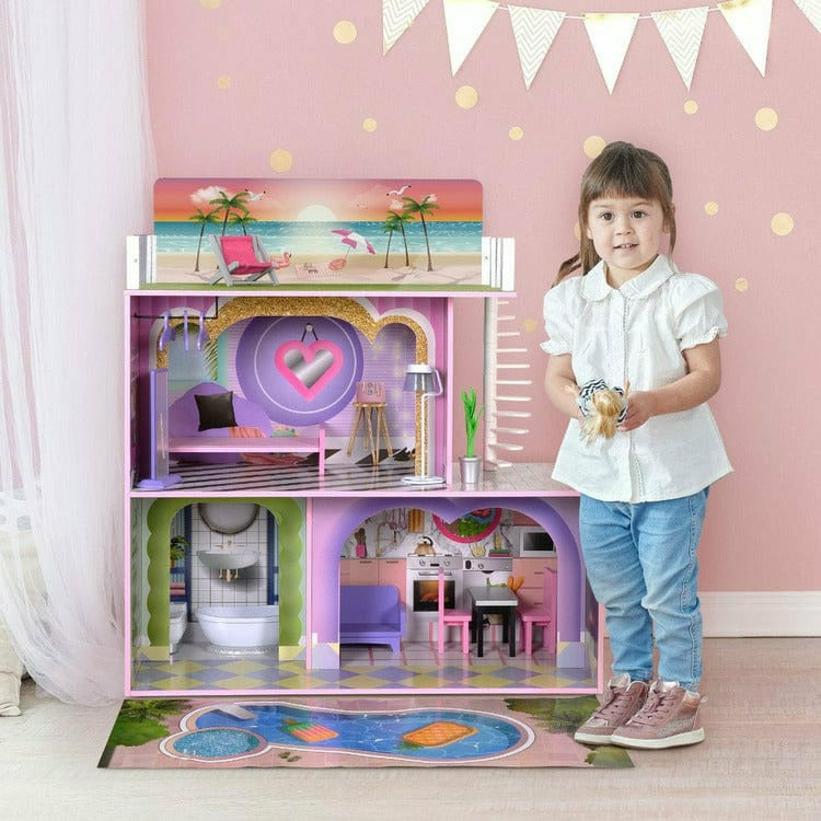 Kids Dreamland Sunset 3-Level Dollhouse Set for 12" Dolls - Image 15