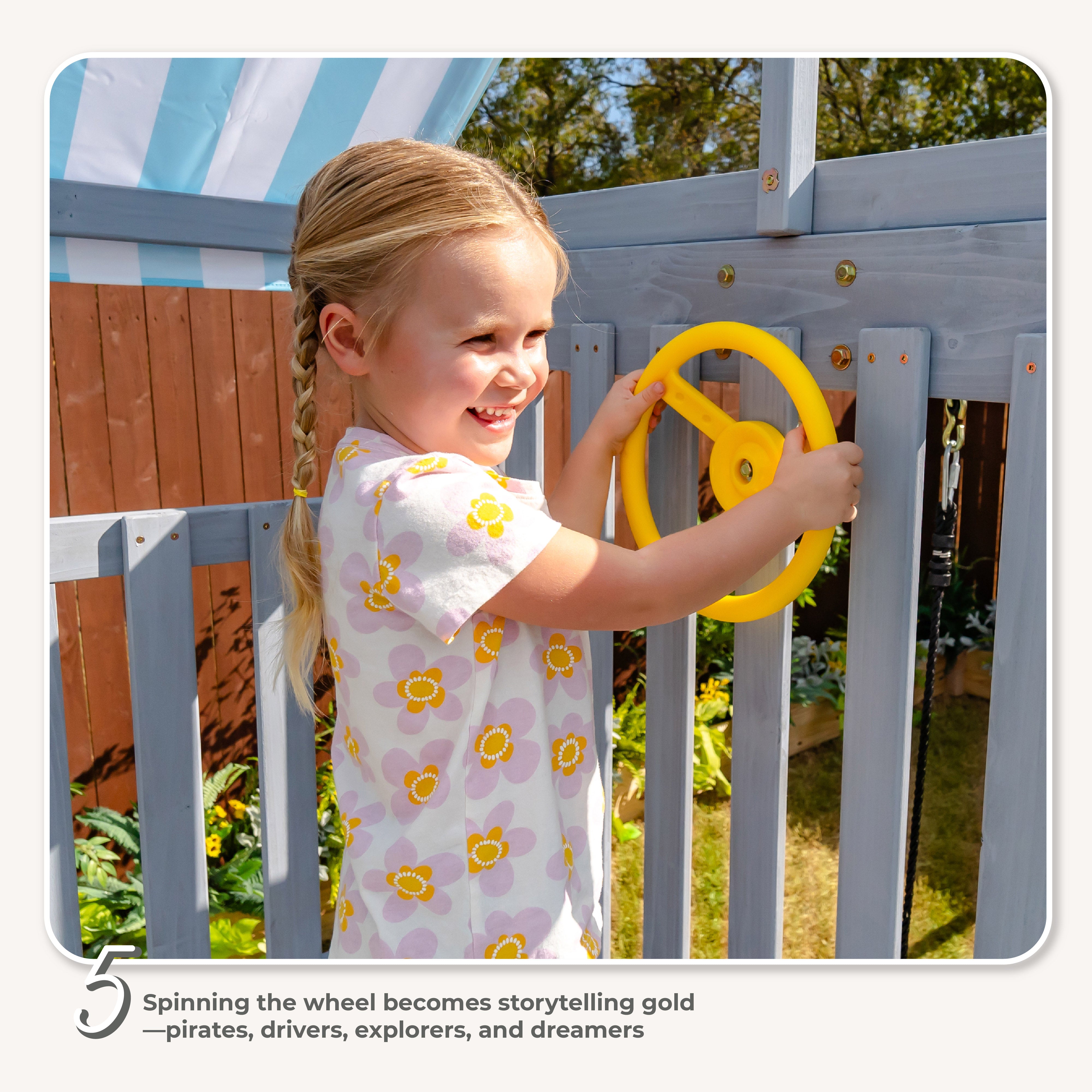 Laguna Wooden Swing Set with Slide & Rock Wall - Gray - Image 7