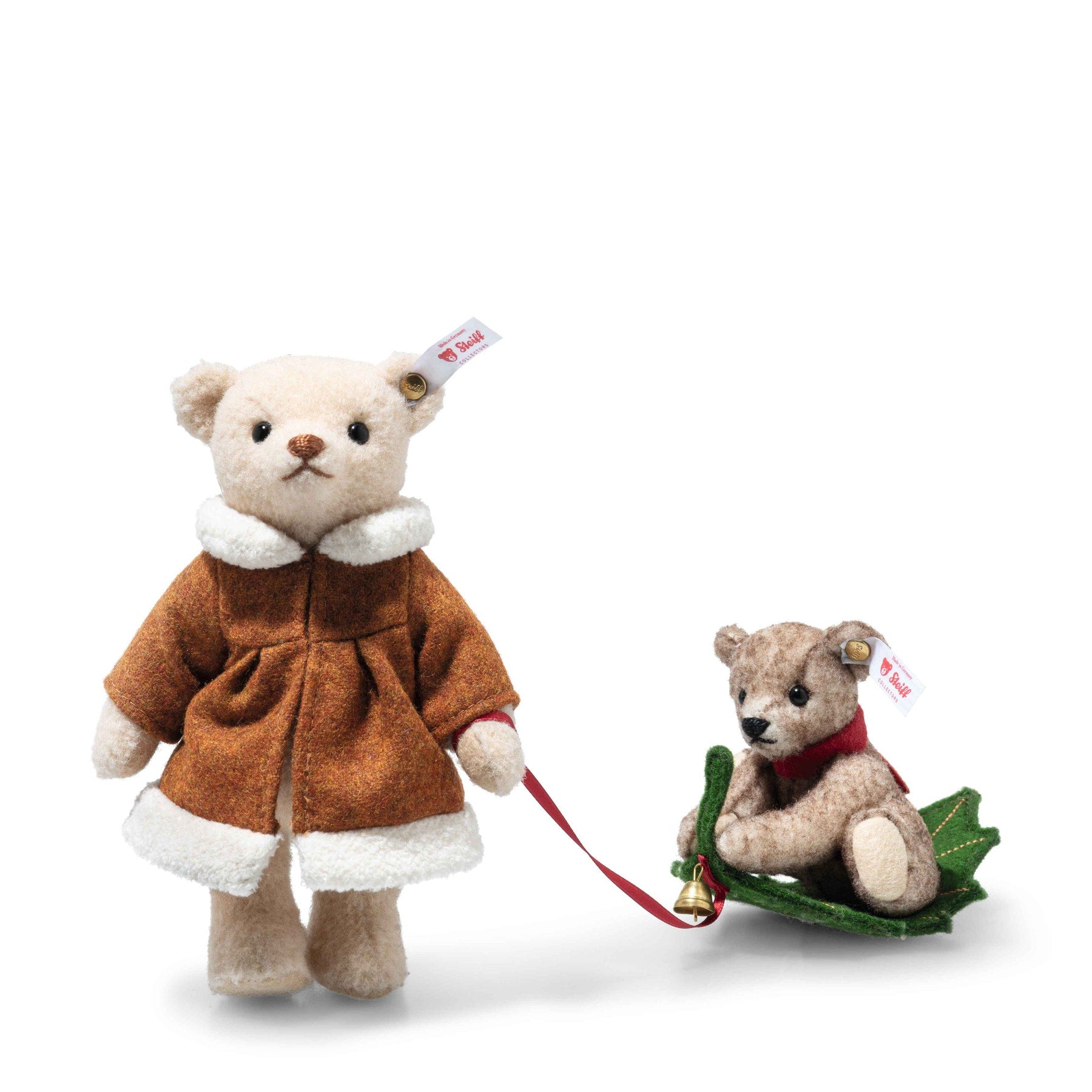 Limited Edition Mama Teddy Bear and Cub Plush on the Holly Express