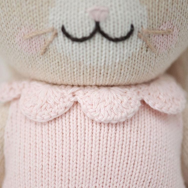 Little 13" Hannah the Bunny (Blush) Hand-Knit Doll - Image 4