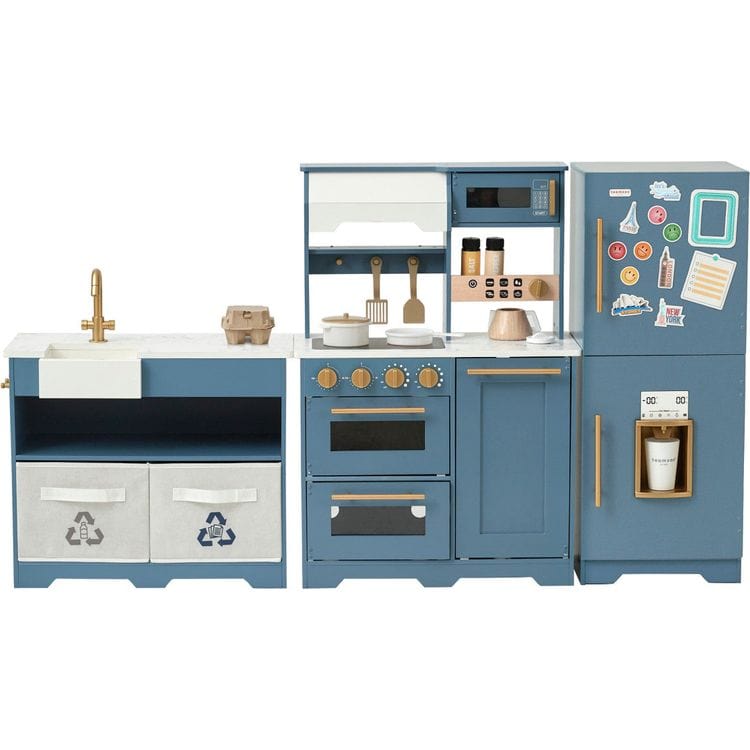 Little Chef Atlanta Modular Play Kitchen - Blue/Gold - Image 2