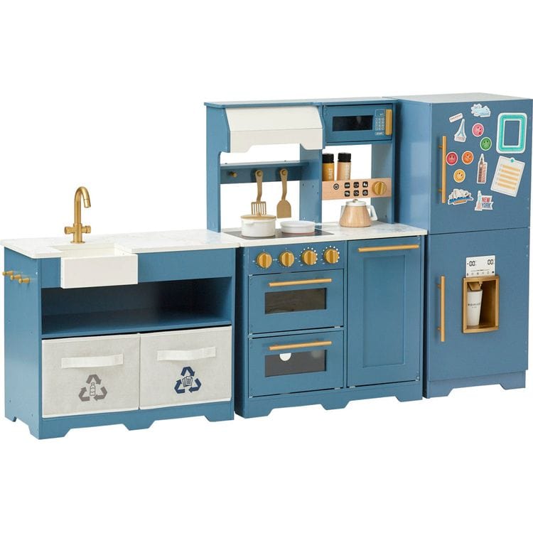 Little Chef Atlanta Modular Play Kitchen - Blue/Gold - Image 3