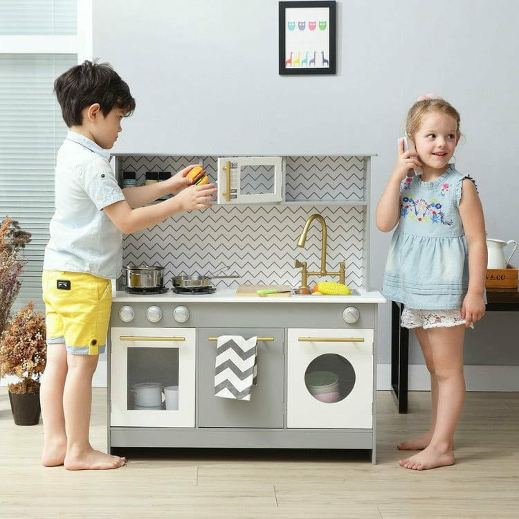 Little Chef Berlin Modern Play Kitchen - Grey / White - Image 2