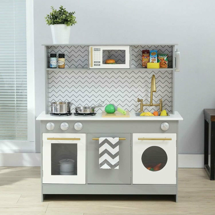 Little Chef Berlin Modern Play Kitchen - Grey / White - Image 3