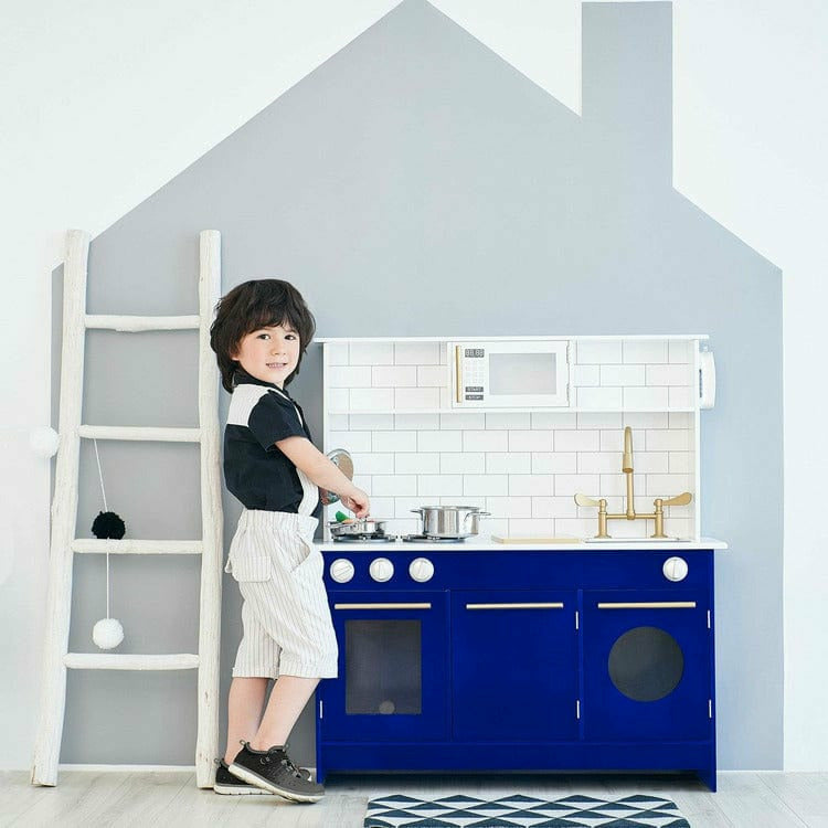 Little Chef Berlin Modern Play Kitchen - White / Blue - Image 2