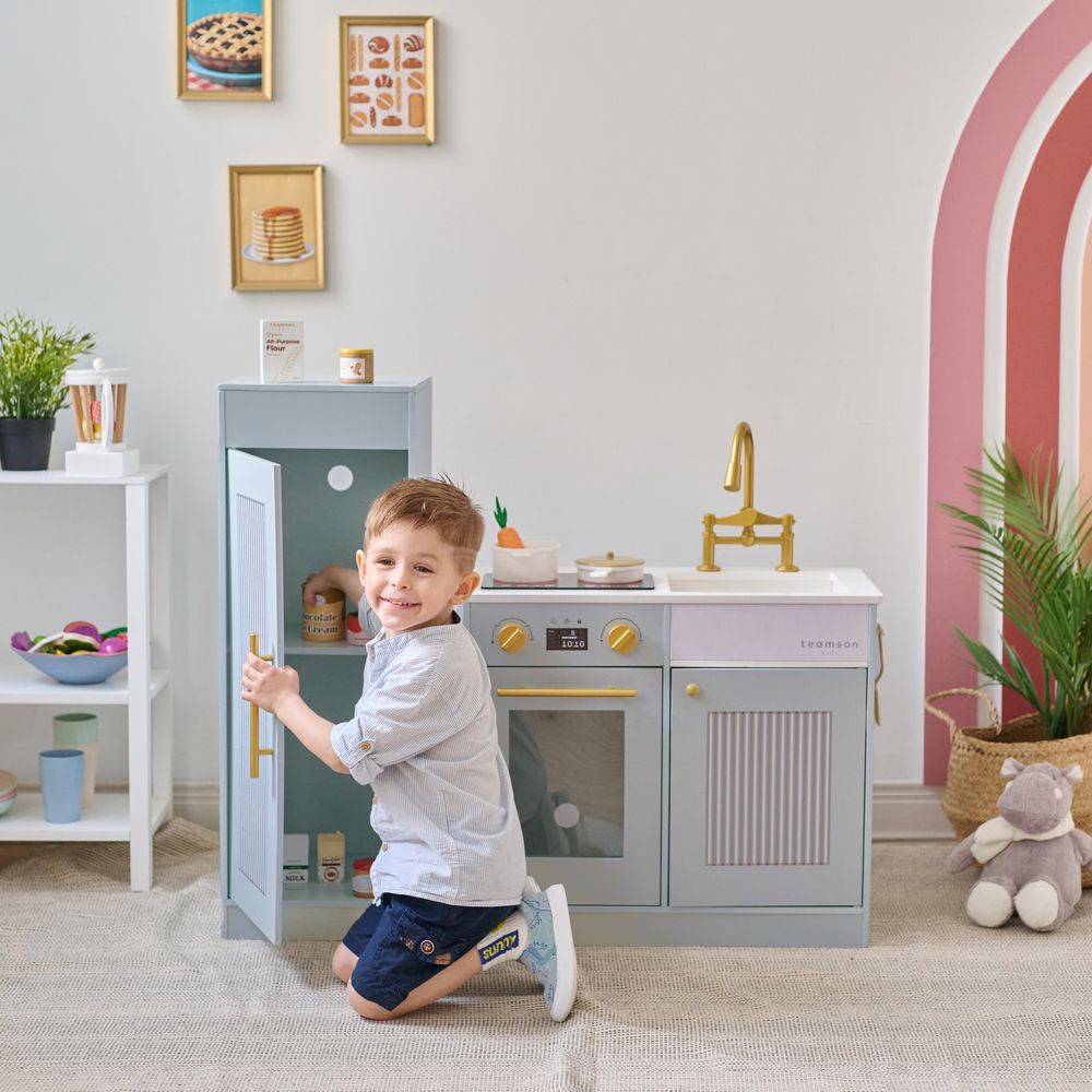 Alternative view of Little Chef Chester Wooden Play Kitchen with Large Fridge & Sink - Blue