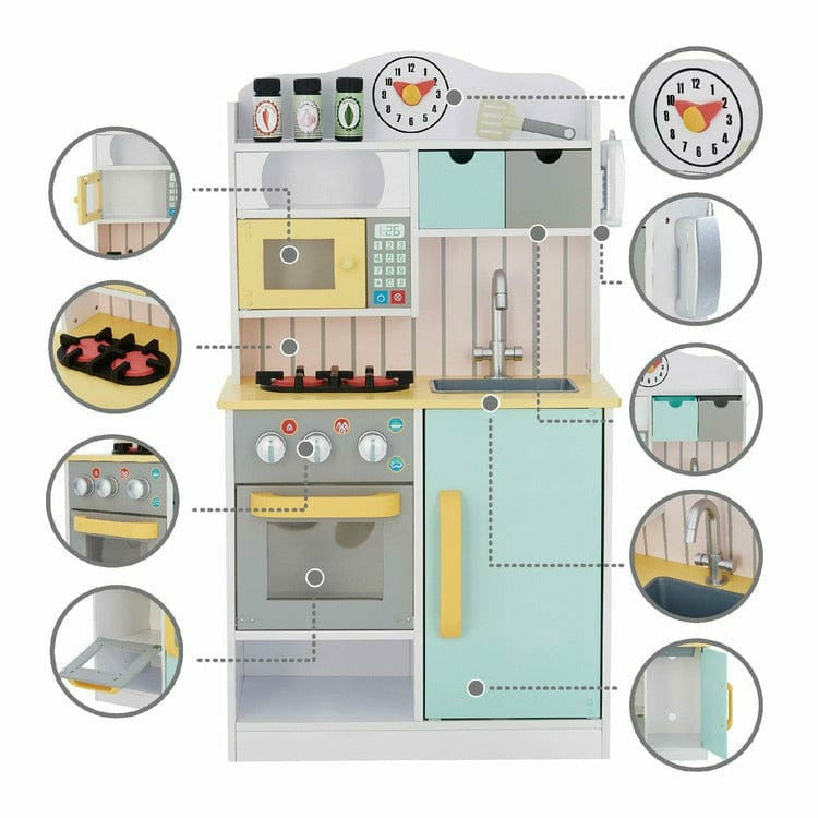 Little Chef Florence Classic Play Kitchen - White/Green & Yellow - Image 3