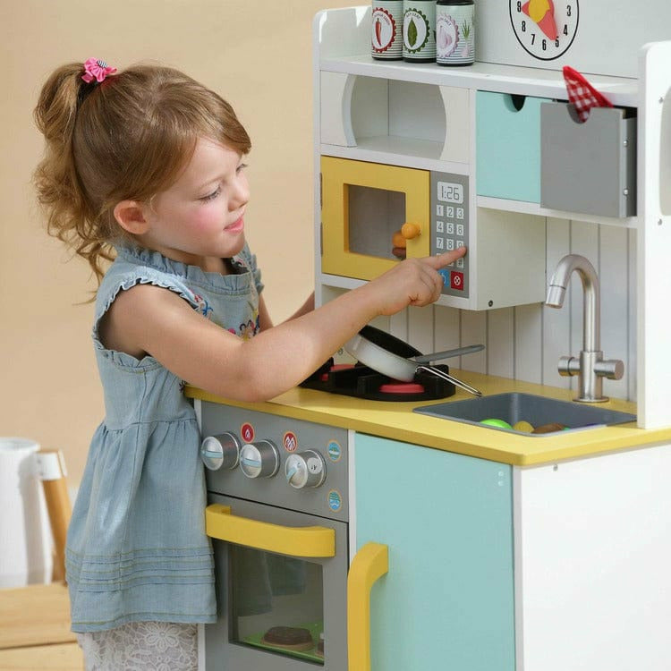 Little Chef Florence Classic Play Kitchen - White/Green & Yellow - Image 2