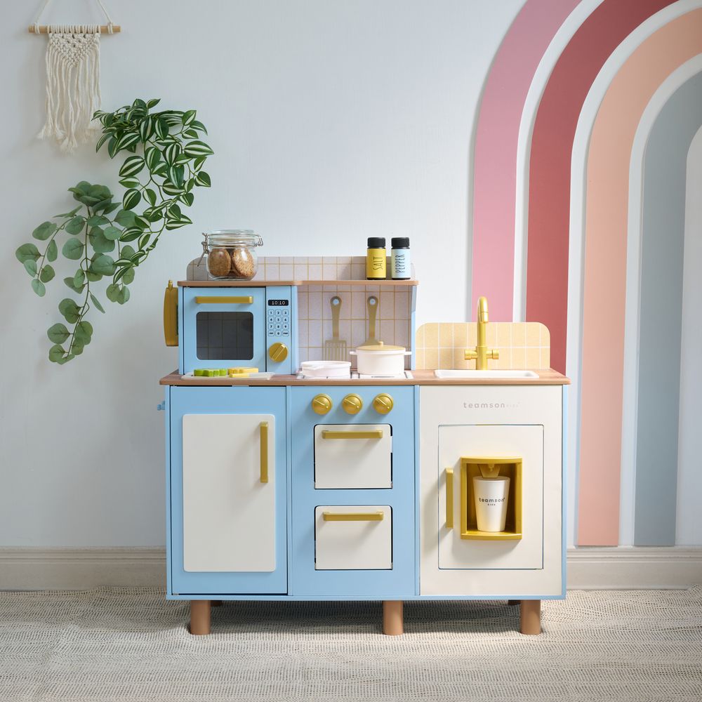 Little Chef Hampton Wooden Play Kitchen with Ice Dispenser & Sink - Blue - Image 8