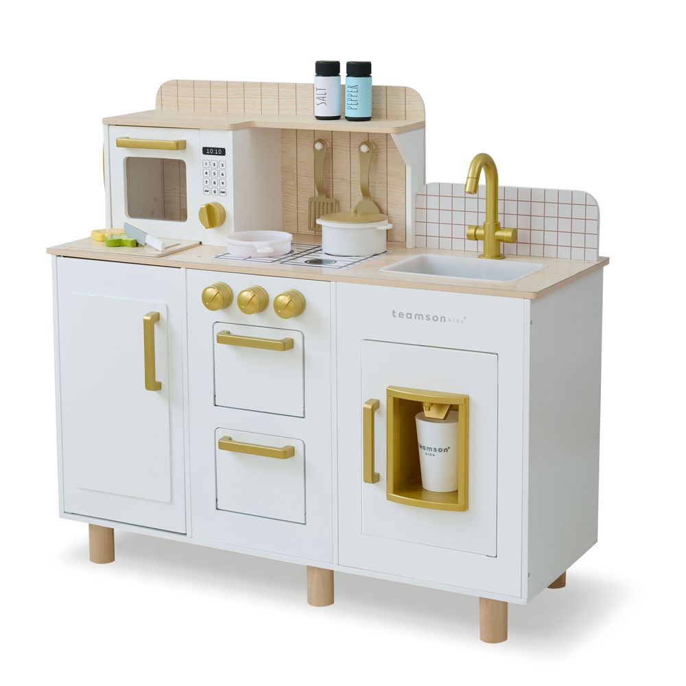 Little Chef Hampton Wooden Play Kitchen with Ice Dispenser & Sink - White - Image 4