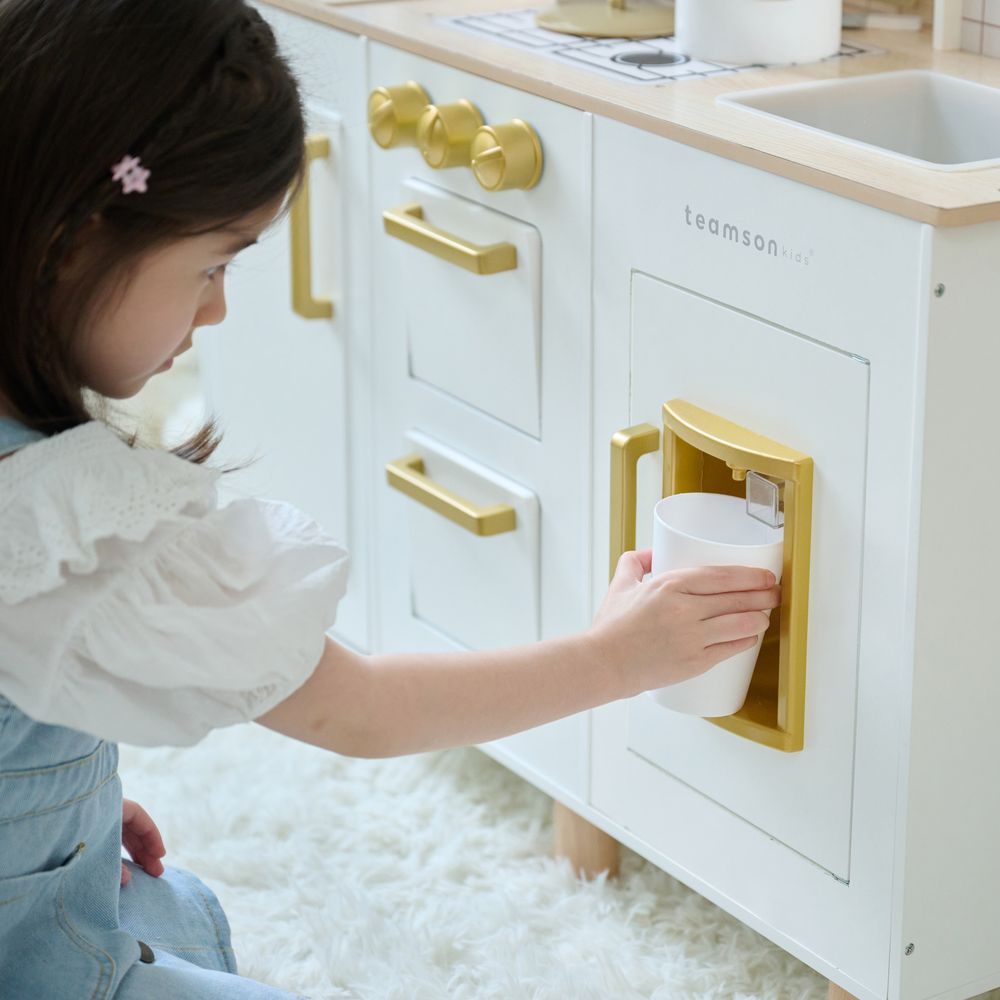 Little Chef Hampton Wooden Play Kitchen with Ice Dispenser & Sink - White - Image 7